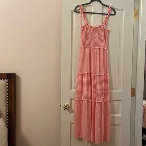 pink checked summer dress